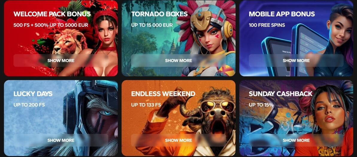 WildTornado Bonuses
